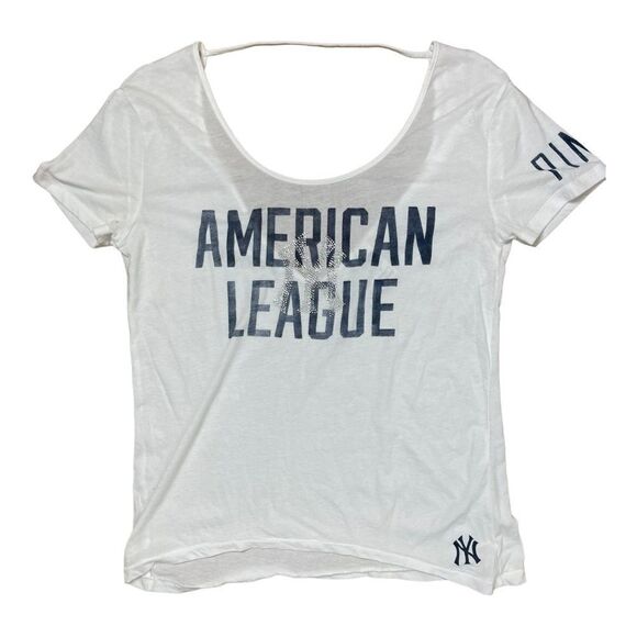 VICTORIAS SECRET Love Pink New York Yankees Low Back Tee Size M American League - Picture 1 of 6